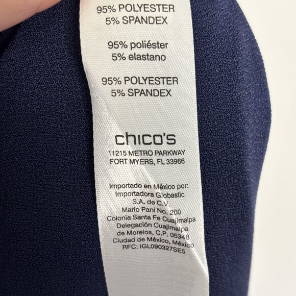 Chicos Navy Lace-Up Long Sleeve Tunic Dress Size Chicos 2 = Large - Picture 9 of 11